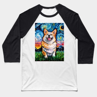 Smiling Corgi Night, Baseball T-Shirt